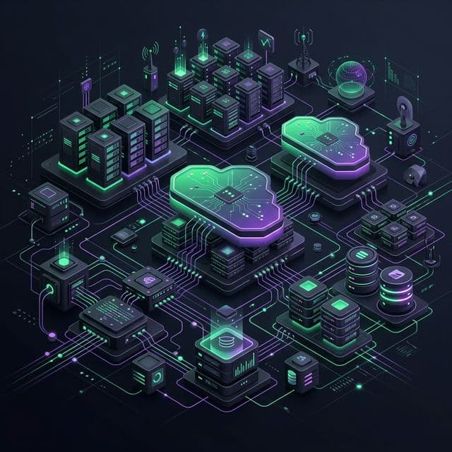 Infinity SH Server Infrastructure abstract UI dark mode